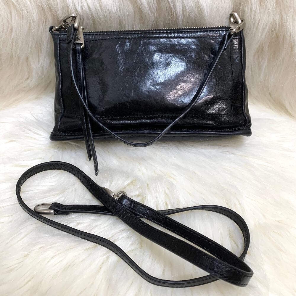 HOBO INT'L Black Glazed Leather Vintage CADENCE Convertible 4-Way Demi Bag